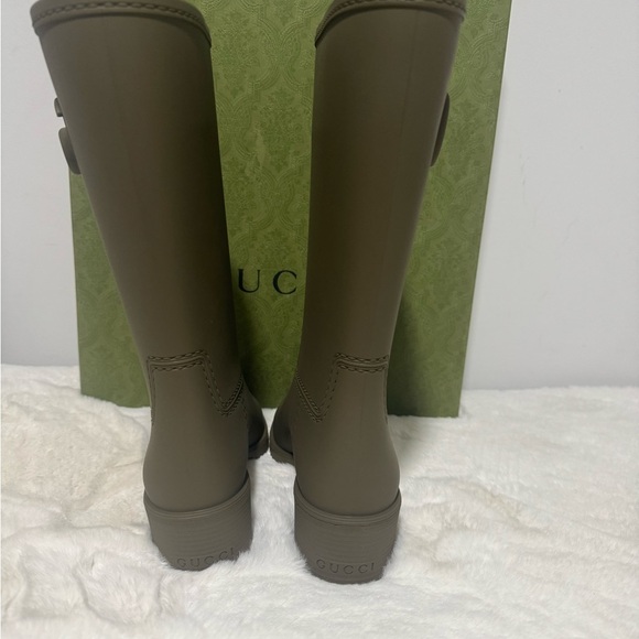 Gucci Women’s Double GG Vint Green Wellington Boots - Size EU35/US5 - Picture 3 of 7